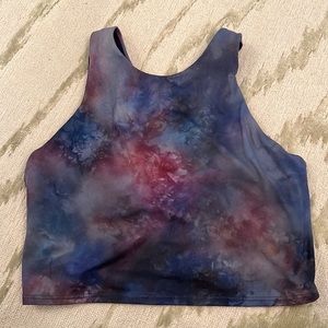 Womens athletic crop top. Galaxy design with a built in sports bra.